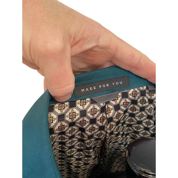 NEW Indochino Mens Teal Green Silk Linen Newbury Blazer Jacket Sz 52 - Picture 10 of 11